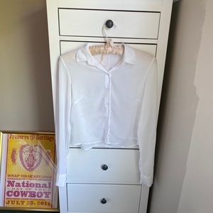 Brandy Melville White Button-Down Cropped Shirt